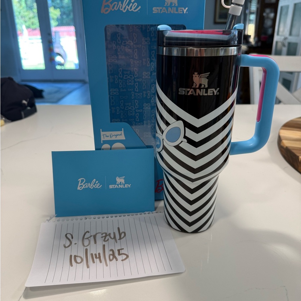 Stanley Black and White Tumbler with Blue Accents